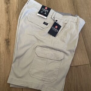 Chaps Men's Coastland Wash Cargo Shorts Stone Stretch‎ Size 32 10" NEW
